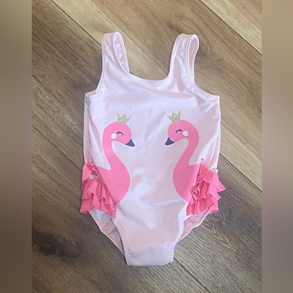 Carter's baby girl flamingo ruffle one piece swimsuit NWOT 24 month